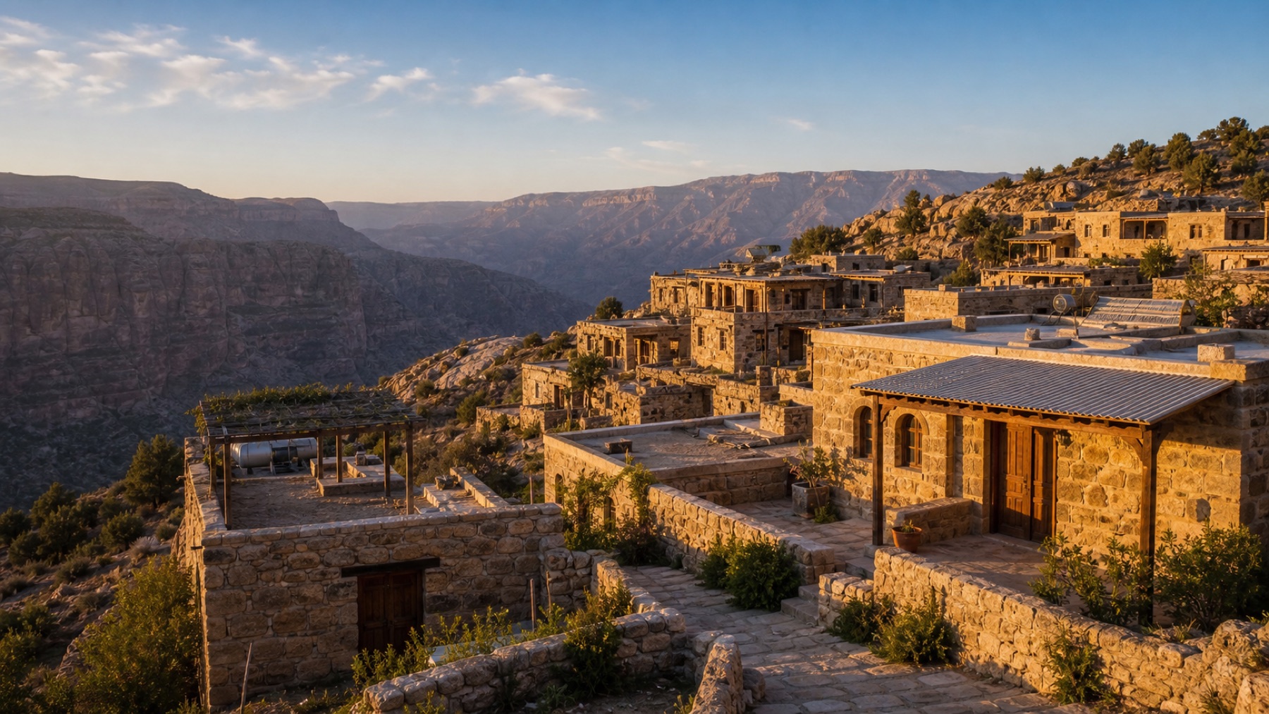 Dana Village stone houses above the valley