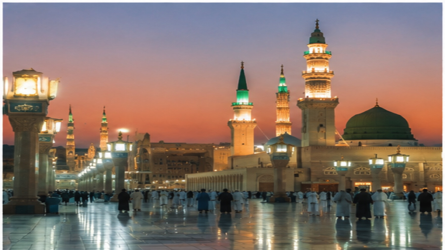 Al Masjid an Nabawi in Madinah at sunset