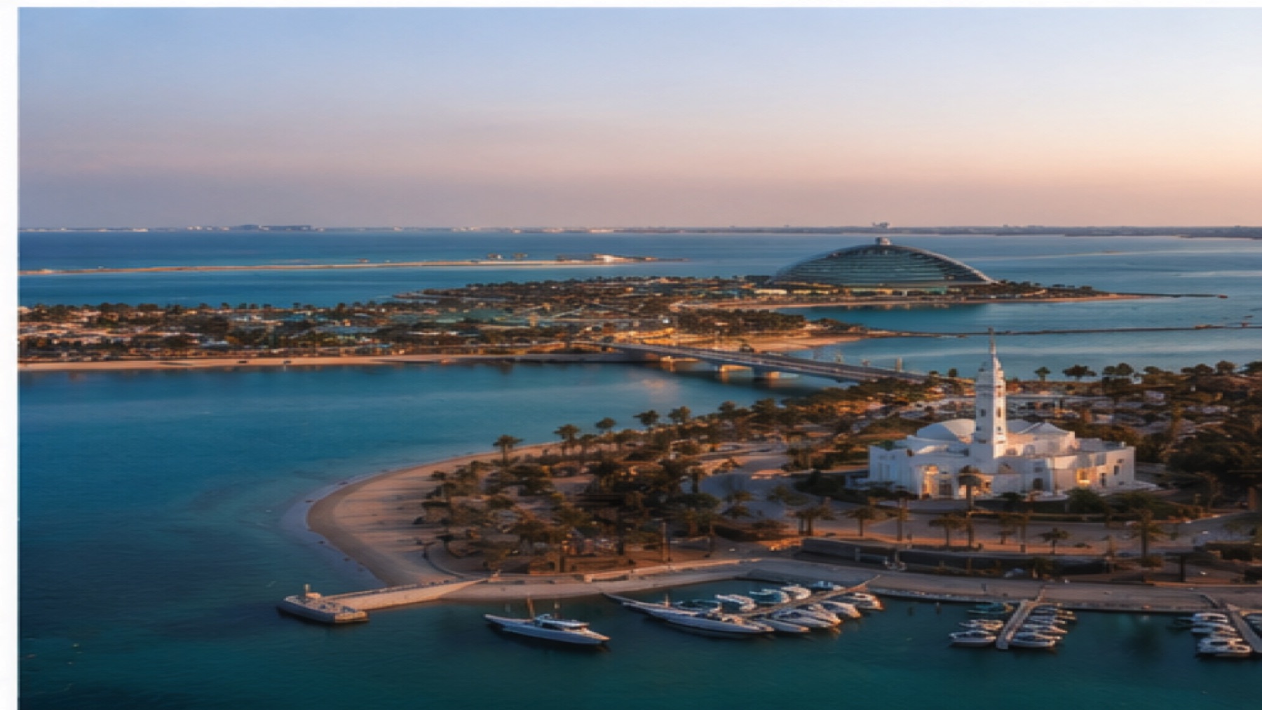 Saudi Red Sea coastline with blue water and resort islands